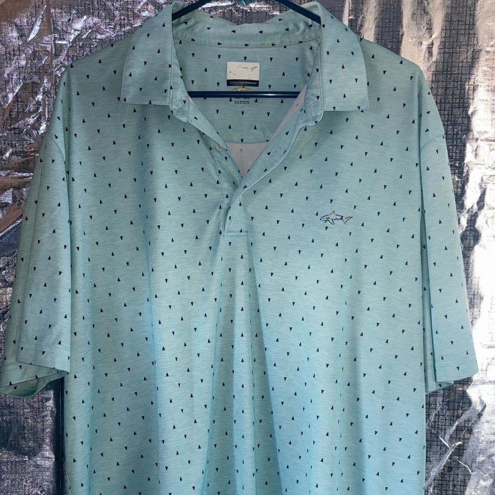 Greg Norman Men's Aqua Polo Shirt